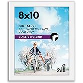 Americanflat 8x10 Picture Frame with Shatter-Resistant Glass - Signature Collection - Gallery-Style Frames Made of Engineered Wood - Picture Frames for Tabletop and Wall Display - White