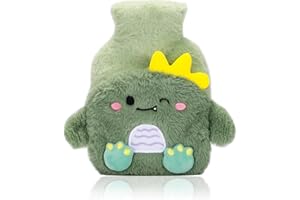 500ML Dinosaurs Rubber Hot Water Bottle with Soft Removable Knit Outer Lid, Classic Rubber Hot and Cold Water Bottle with Cut