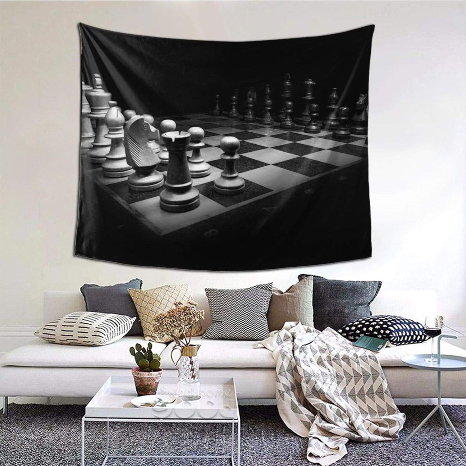 Amazon Co Jp モノクロボードゲーム タペストリー 壁掛け 間仕切り インテリア おしゃれ 多機能 布ポスター カーテン 部屋 お店 プレゼント 個性ギフト 新築祝い Generic