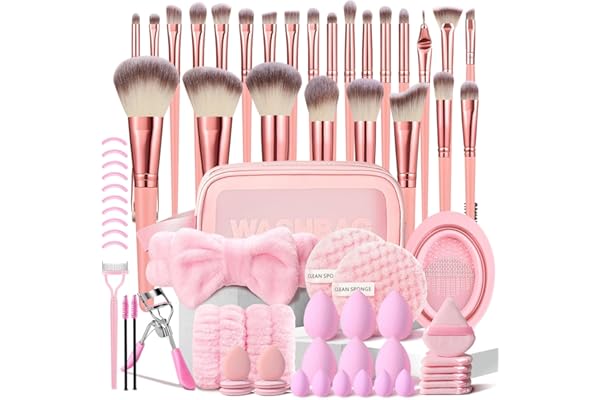 HGHDBT 70Pcs Pink Makeup Brushes Set Professional Makeup Kit Multi-functional Makeup Tool Set with Case Facial Makeup Accesso