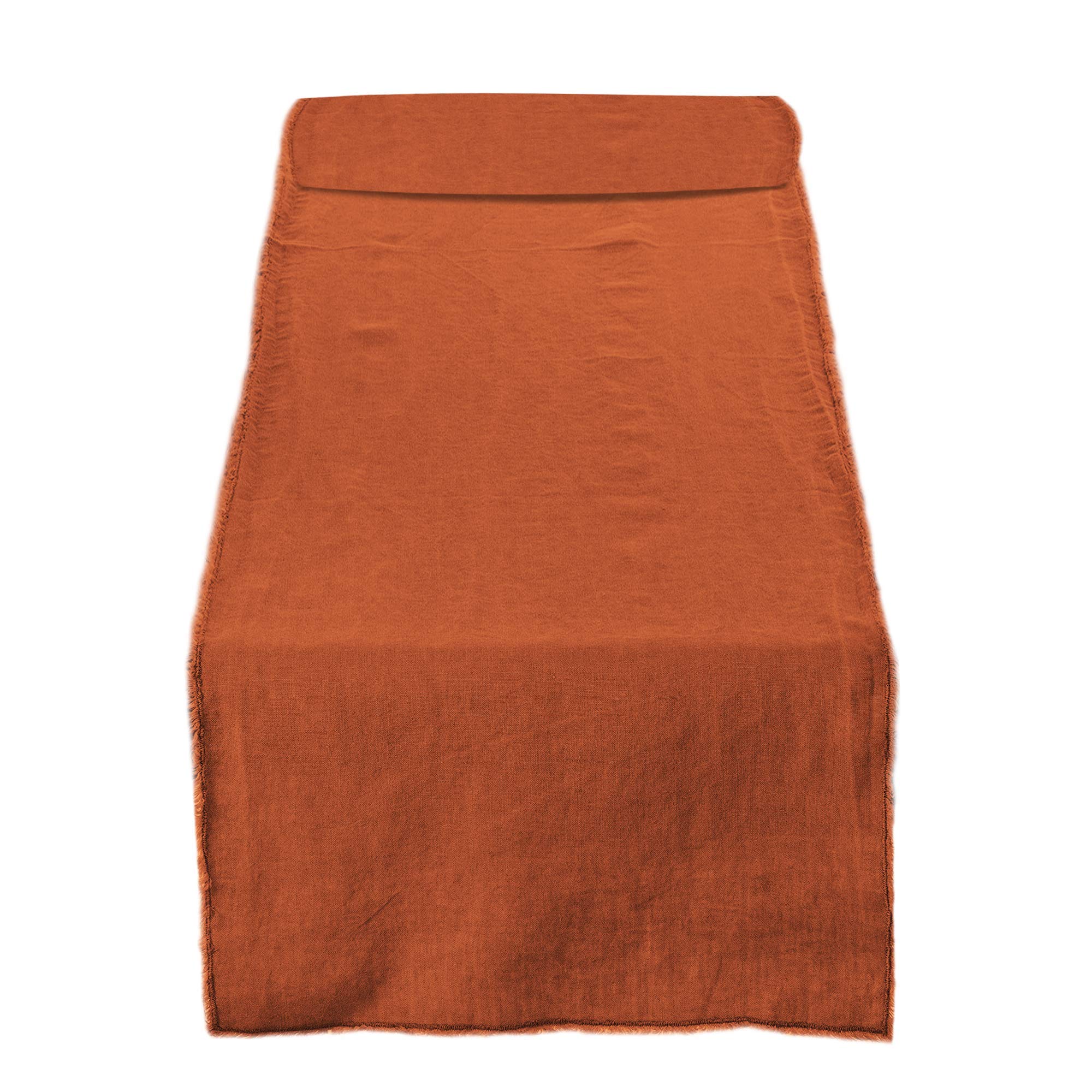 SARO LIFESTYLE 13009.TC1672B Graciella Collection Stone Washed Linen Table Runner, 100%, Terracotta