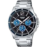 Casio MTP1374D-2AV Men's Standard Stainless Steel Multi-Function Black Dial Watch
