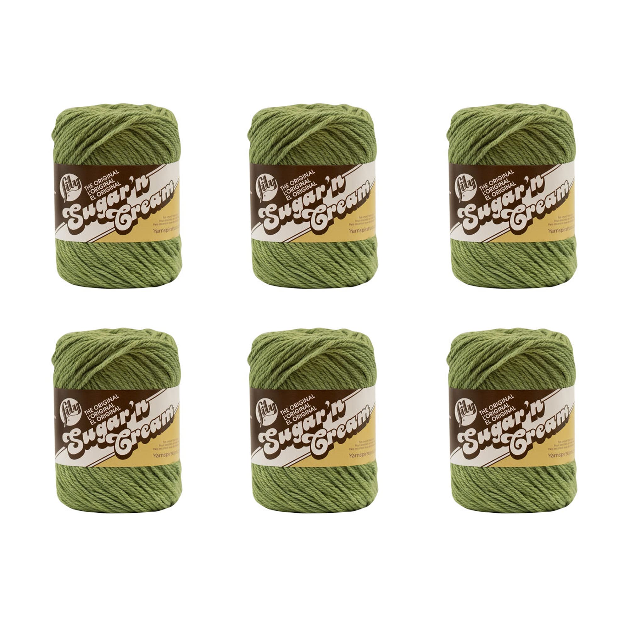 Lily Yarn, Cotton, Sage Green, 6 Pack