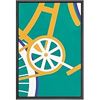 SIGNWIN Framed Canvas Wall Art Geometric Orange Bike in Green Background Transportation Bicycles Illustrations Minimalism Modern Closeup Colorful for Living Room, Bedroom, Office - 16