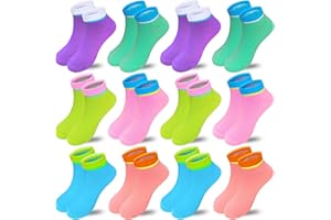 Bemeol Girls Socks 12 Pairs Ankle Socks Kids Athletic Cotton Socks Low Cut Socks