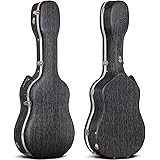 CAHAYA 41 Inch Hard Acoustic Guitar Case ABS Waterproof Guitar Bag 0.6 Inch Thick Padding for Acoustic Classical Guitars, Bla