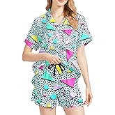 Feim-AO Women's Pajama Sets Funny Pajamas for Women Set Comfortable 2 Piece Button Down Tops & Shorts Sleepwear Short Sleeve