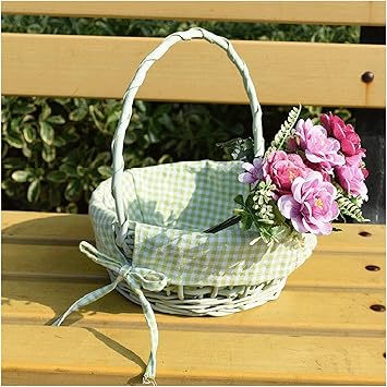 Amazon Co Jp 編まれたバスケット 植物フラワースタンド手作りフラワーバスケット籐裏地付きポータブル竹バスケット収納バスケット花ドライ フラワーピクニックバスケット屋内リビングルームの装飾品 スポーツ アウトドア