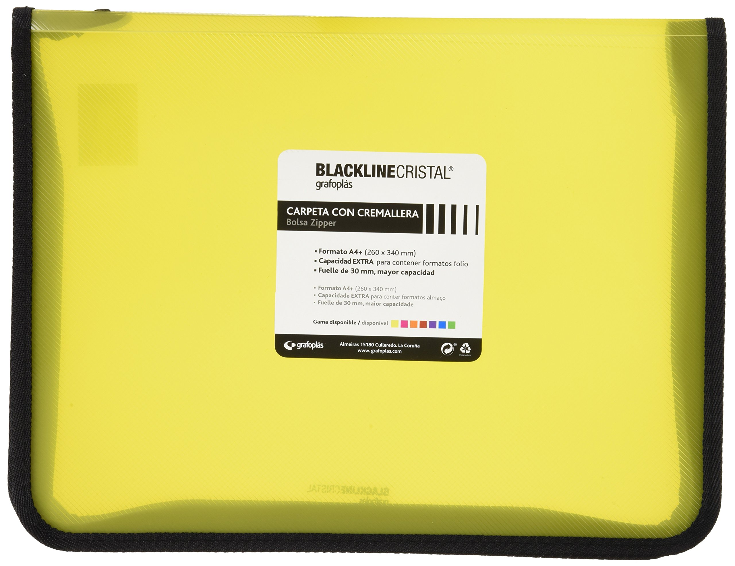 Grafoplas 4800660 – Writing Case with Zip, Yellow, A4 +