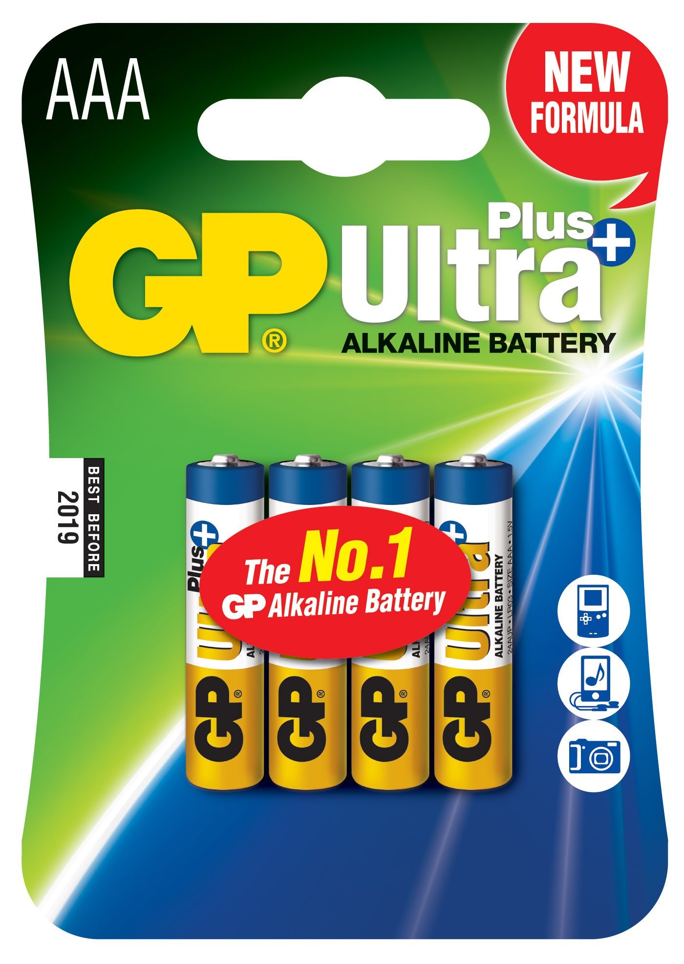 GP Batteries AAA Ultra Plus Alkaline Battery - Chrome/Black/Red (Pack of 4)