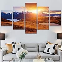SIGNWIN 5 Panel Canvas Wall Art Modern Art Expressive Landscape Modern Mountain Top Multicolor Photography for Home Decorations Ready to Hang - 60