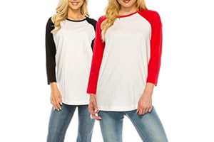 Protrend Womens 2Pack 3/4 Sleeve Raglan Baseball Jersey