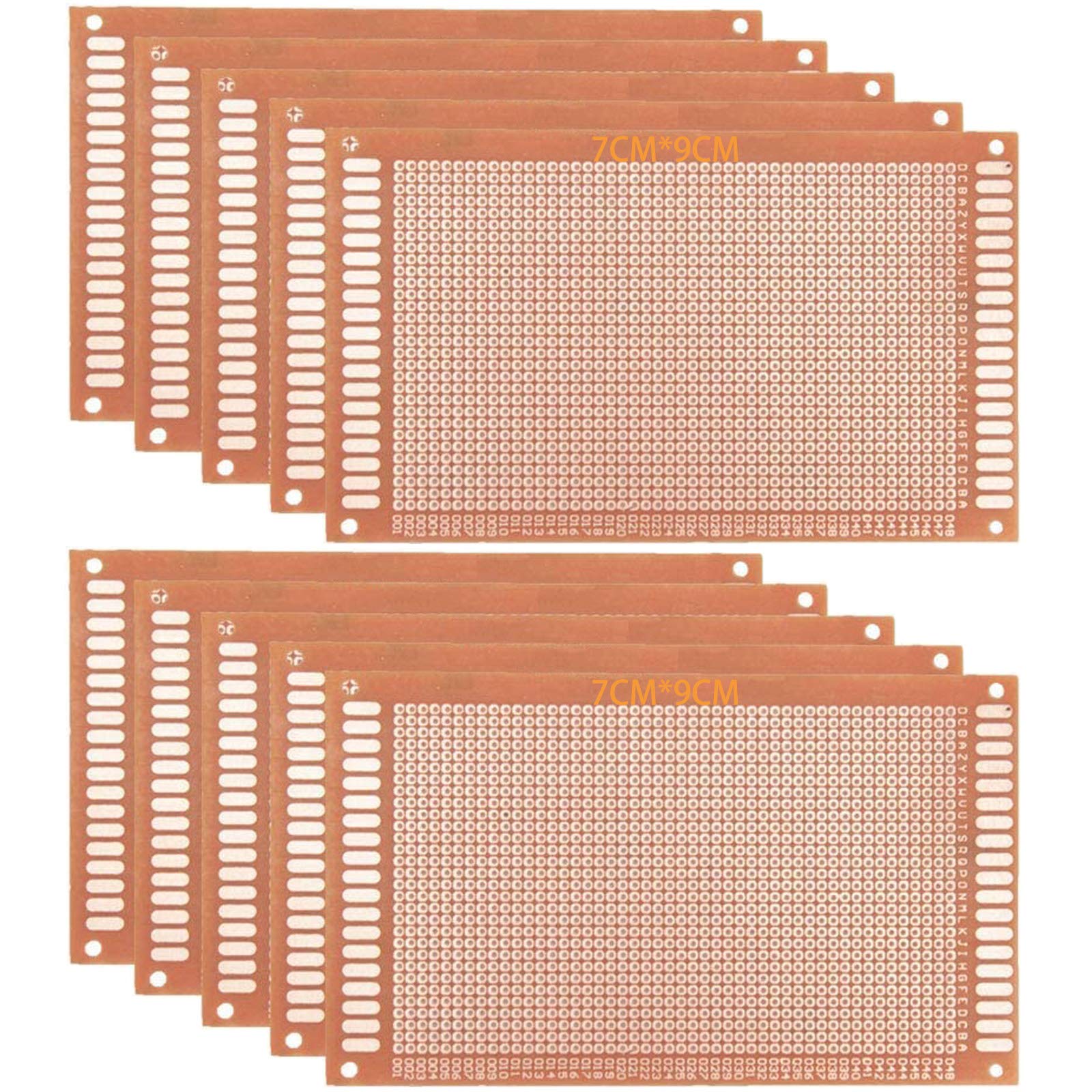 GTIWUNG 10Pcs Universal PCB Board, Single Side Prototyping Board, Prototype Board Kit, Universal Matrix Circuit Boards Perfboards for DIY Soldering and Electronic Project, 7cm x 9cm