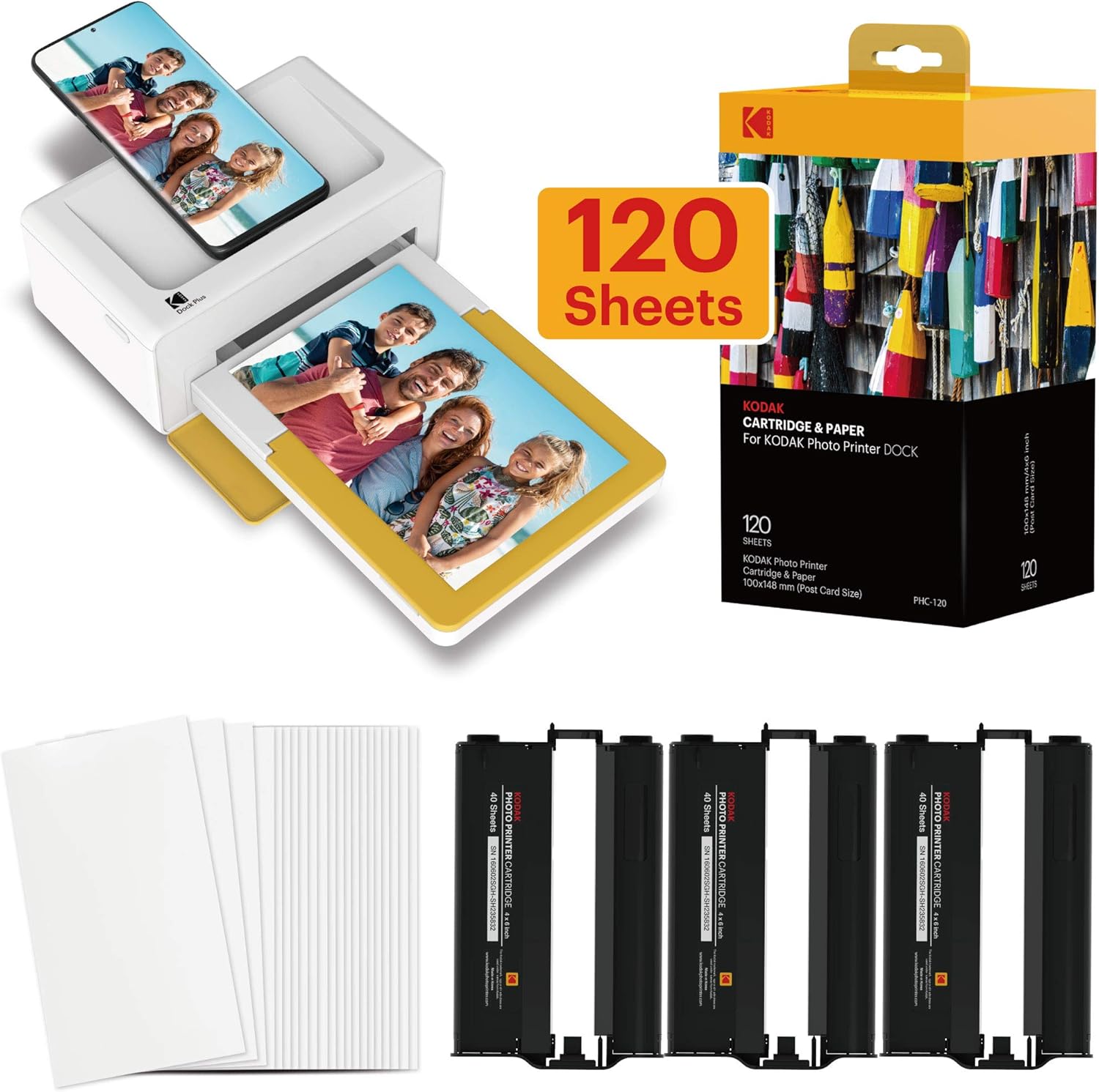 Kodak Dock Plus Portable Instant Photo Printer, Compatible with iOS, Android & Bluetooth Devices, Real Photo (4”x6”), 4Pass Technology & Lamination Process, Premium Quality - Convenient and Practical: Electronics