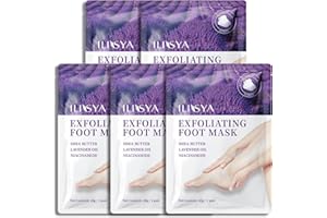 ROUSE Foot Peeling Mask - 5 Pack Exfoliating Foot Peel Mask for Dry Cracked Feet - Baby Soft Foot Mask Socks for Removing Dead Skin, Cracked Heels, and Calluses - Lavender, Shea Butter, Aloe - Women and Men