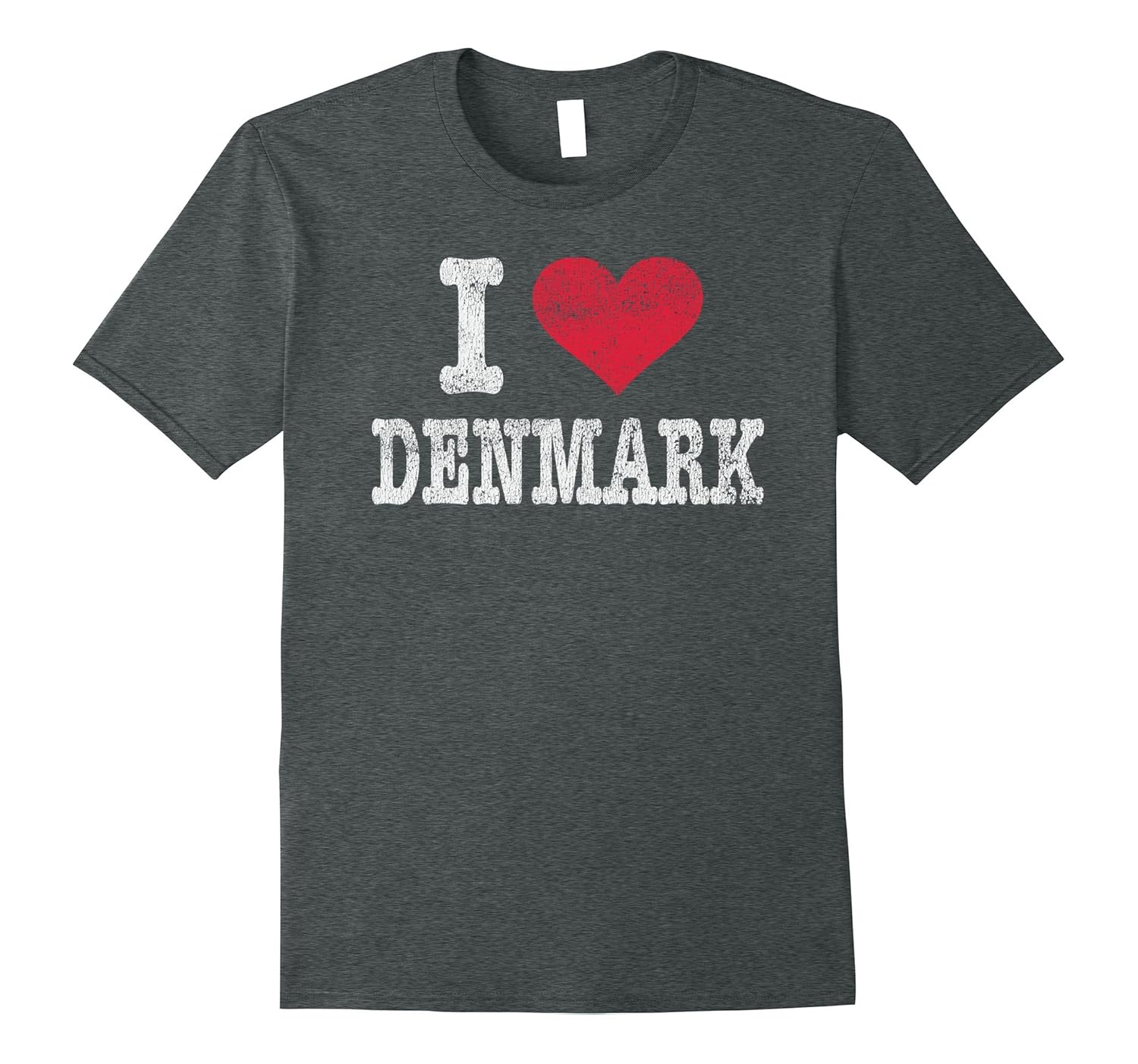 Distressed Retro I Love Denmark T Shirt Souvenir Gift-ANZ