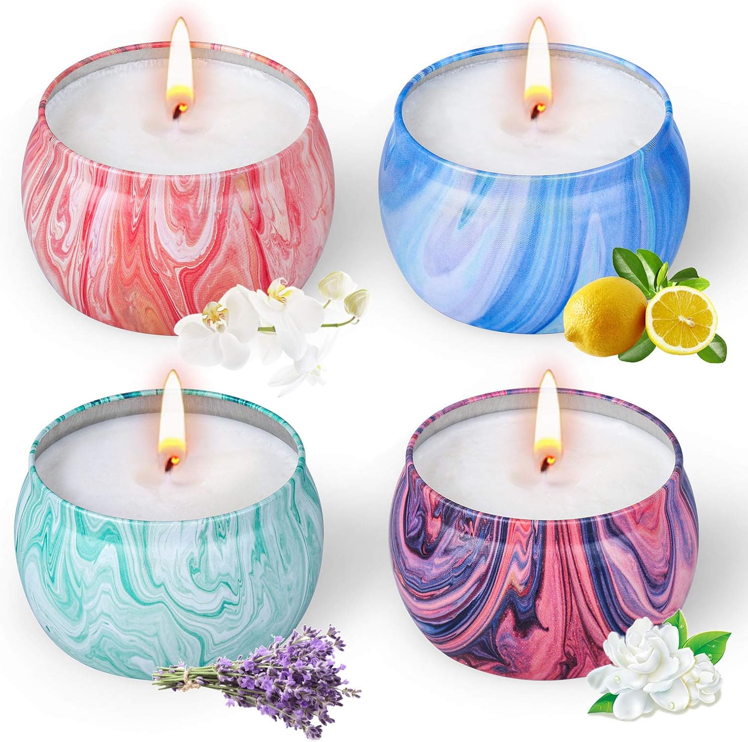 SUPERSUN Scented Candles Gift Set, 4 Pack Lemon Lavender Scented
