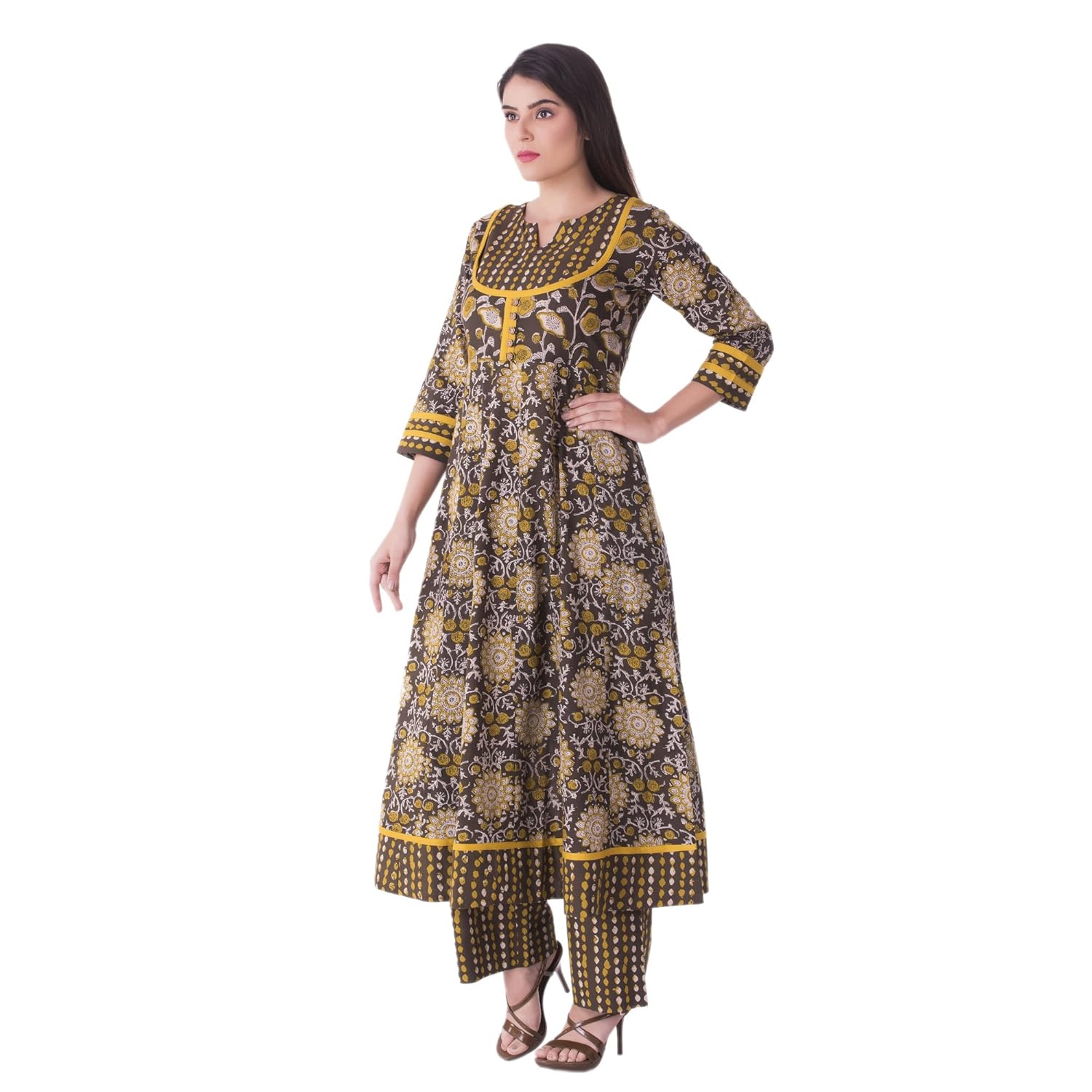 khushal k women's cotton printed kurta with palazzo pant set