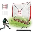 Wiseek 7x7 ft Baseball Net with Large Ball Collection System, Baseball&Softball Hitting Net, Baseball Nets for Batting with Carry Bag and U-shaped Ground Nail, Baseball Training Equipment for Pitching