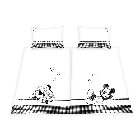 Herding DISNEY MICKEY & MINNIE Partnerbettwäsche-Set, Wendemotiv, 2 x Bettbezug 160 x 210 cm, 2 x Kopfkissenbezug 65 x 100 cm