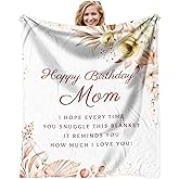 Jnufoju Birthday Gifts for Mom, Mom Birthday Gifts from Daughter Son, Unique Gift for Mothers Birthday, Mothers Bday Gift Fleece Blanket 60 x 50 Inch