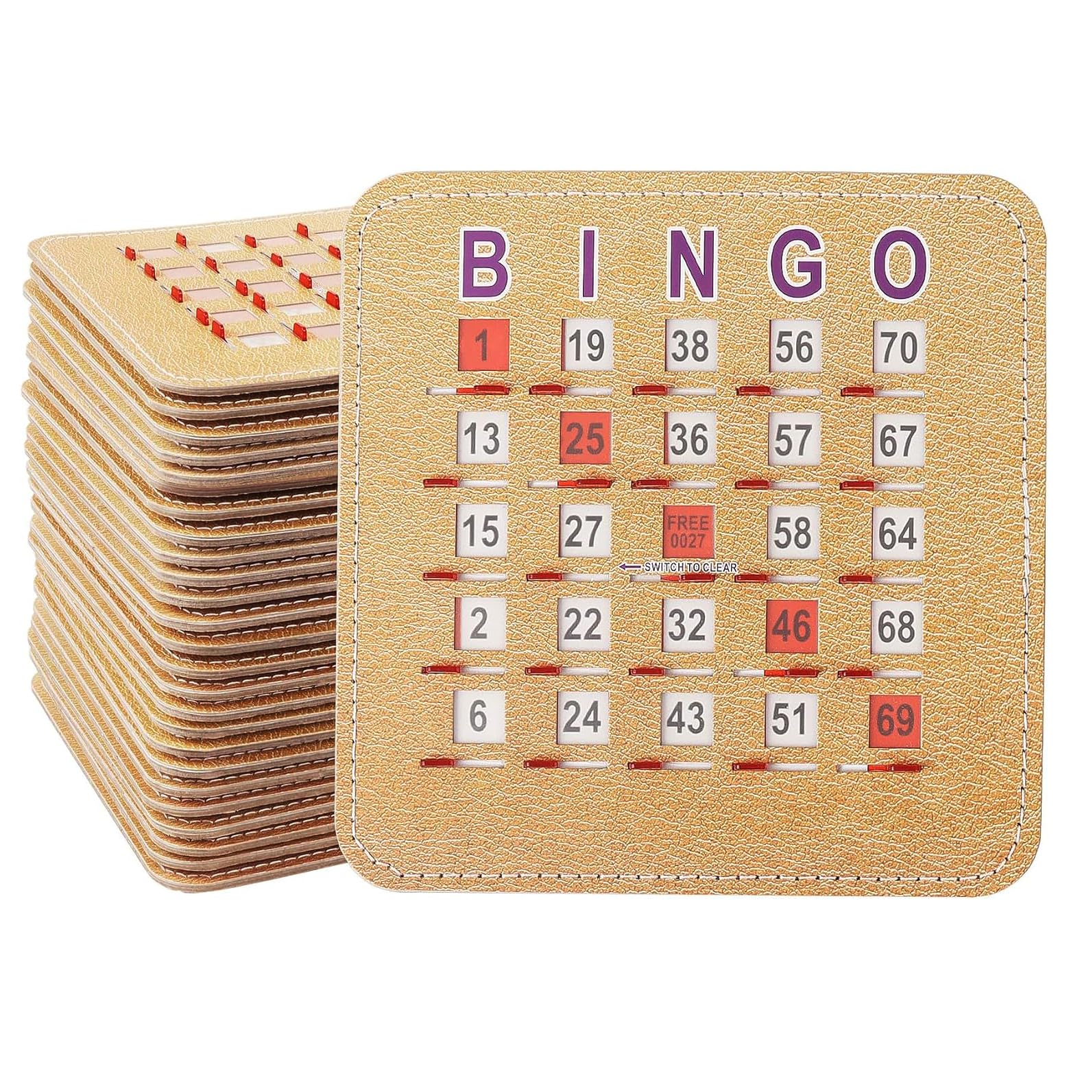 Photo 1 of GSE Games & Sports Expert 5Ply Stitched Shutter Bingo Cards, Finger-Tip Shutter Slide Bingo Cards, Easy-Read Large Print Bingo Cardboard with Sliding Windows (25-Pack)