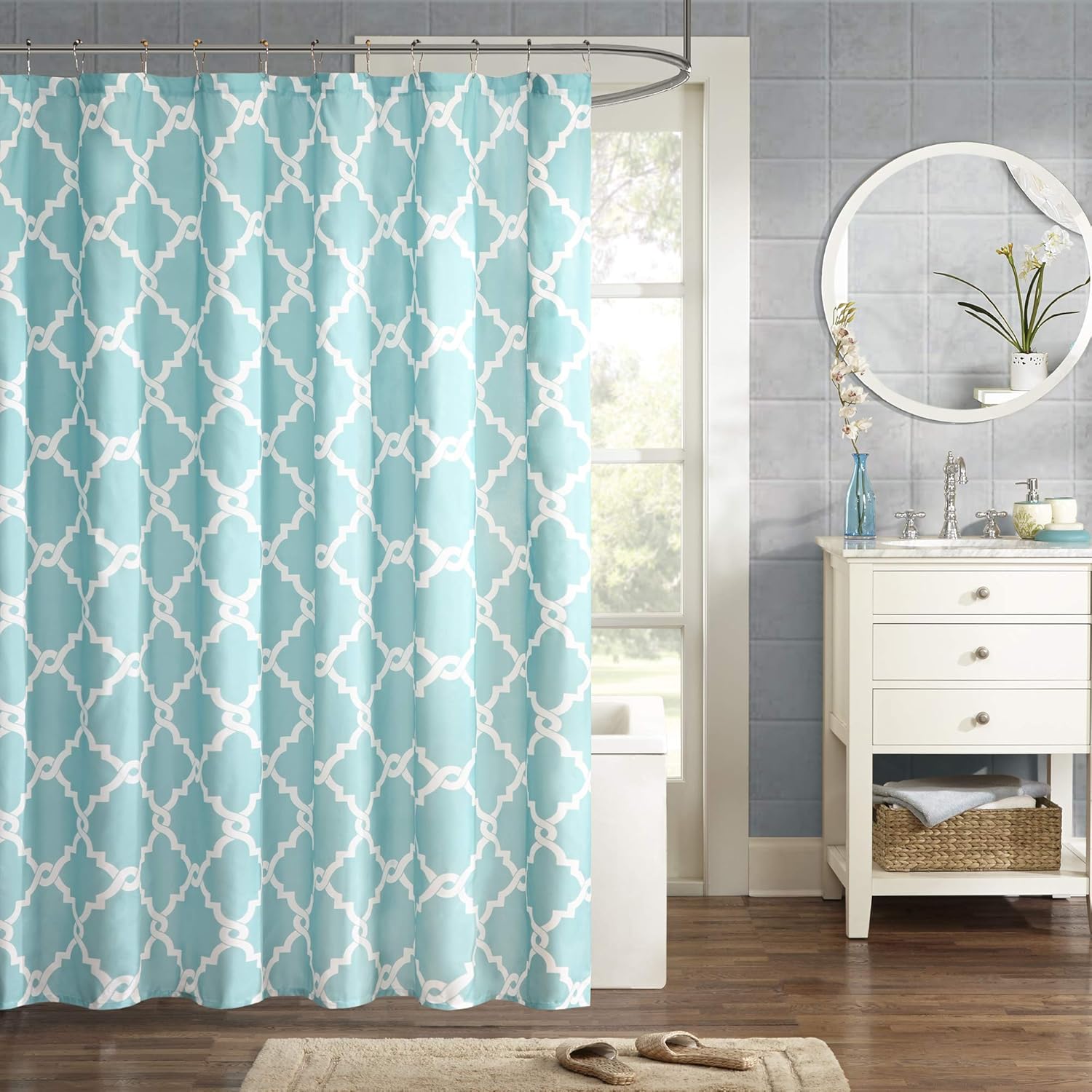 Madison Park MPE70082 Shower Curtain, 72x72, Aqua eBay