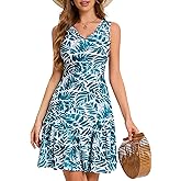 Ovokcina Summer Dresses for Women 2025- Sexy V Neck Sleeveless Floral Sundress with Pockets A Line Ruffled Hem Mini Dress