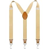 Doloise Mens Suspenders with 3 Swivel Hooks Belt Loops 1.4 Inch Wide Heavy Duty Adjustable Braces