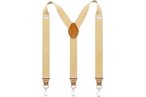 Doloise Mens Suspenders with 3 Swivel Hooks Belt Loops 1.4 Inch Wide Heavy Duty Adjustable Braces