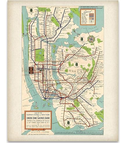 Amazon.com: HISTORIX Vintage 1954 New York City Subway Map Poster