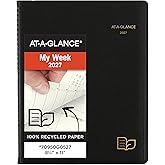 AT-A-GLANCE 2027 Appointment Book Planner, Weekly & Monthly, 8.25" x 11", Quarter-Hourly, Recycled, Black (70950G0527)