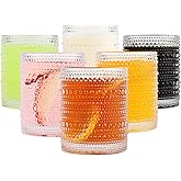 ZMOWIPDL Vintage Glassware Drinking Glasses Set of 6,12 oz Hobnail Glass Cups,Embossed Clear Water Tumbler,for Beer,Cocktail,Whiskey,Juice and Various Mixed Drinks- 1 Cleaning Brush