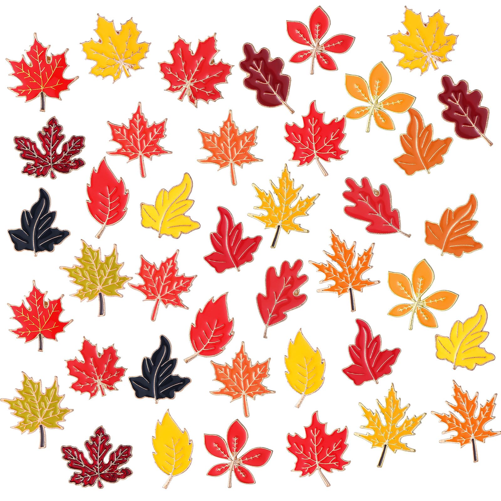 Photo 1 of Giegxin 40 Pcs Maple Leaf Enamel Pins Bulk Fall Lapel Pins for Backpacks Autumn Maple Leaf Brooches for Clothes Bags Hats Accessories Gifts