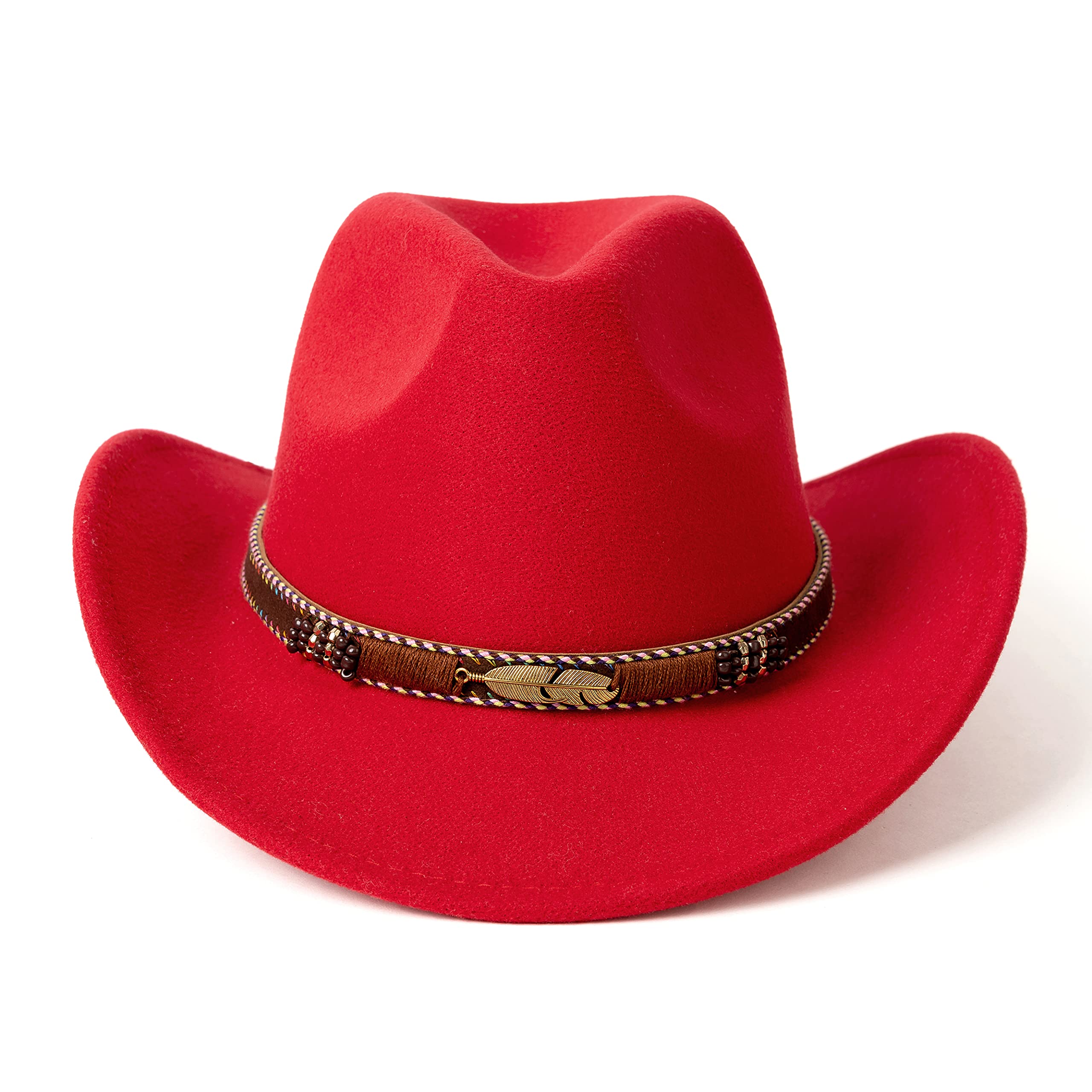 Photo 1 of HUDANHUWEI Western Cowboy Hat Wide Brim Outdoor Fedora Hat Red