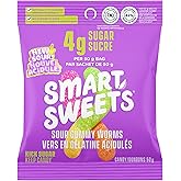 SmartSweets Sour Gummy Worms 50g (Pack of 14), Gummy Candy with Low Sugar, Low Calorie, No Artificial Sweeteners, Gluten-Free