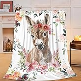 Donkey Gifts: Soft, Warm, Cute Throw Blanket - Lightweight Fleece, Plush, Fuzzy - 40"X50" - Bed Decor for Girls, Women, Kids & Adults