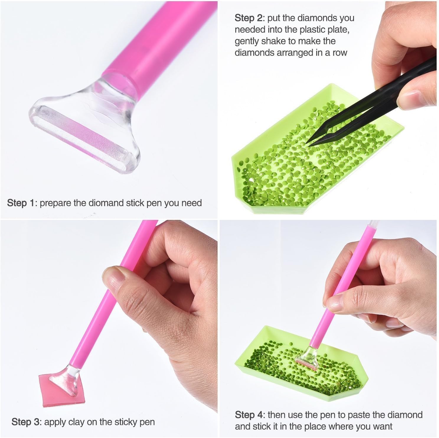 Diamond Painting Tools Kits Diamond Stitch Accessories with Pen, Tweezers, Glue, Plastic Tray - Image 5