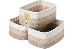 MiniArk Shelf Storage Baskets for Organizing | Closet Organizer Bins | Small Baskets | Toy Basket | Cute Decorative Basket | Cube Storage Bin | Woven Rope Basket |11.5×7.5×4.7”| 3 Packs Gradient Brown