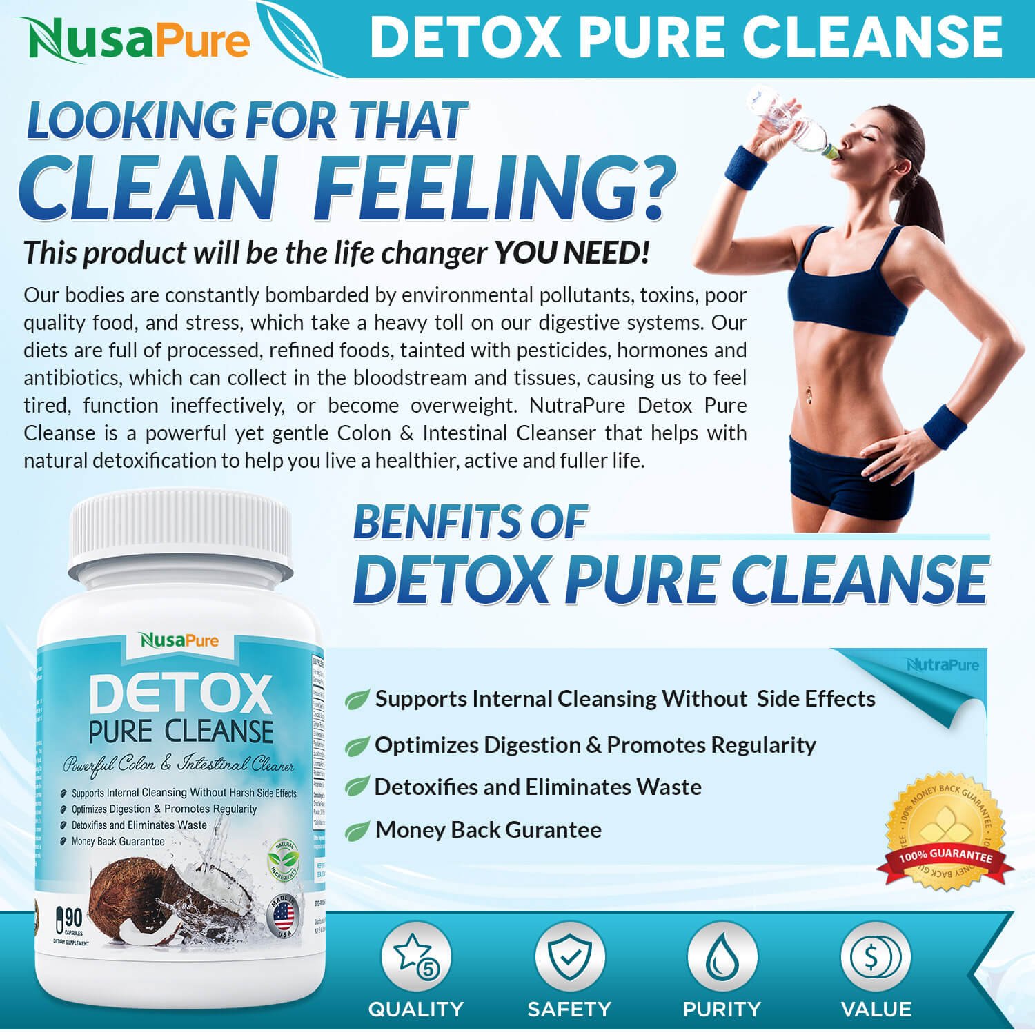 Detox Pure Cleanse Colon Cleanse for Weight Loss for Digestive System