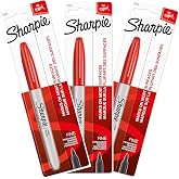 Sharpie Permanent Markers, Fine Point, Red Ink, Pack of 3 (30102)