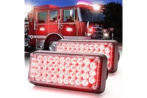 BooYu 2-Pcs Battery Operated LED Emergency Strobe Lights Bar w/Magnetic Base Rechargeable Portable Roadside Roof Top Mini Plow Flash Beacon Warning Light for Truck/Trailer/Vehicle (Red)