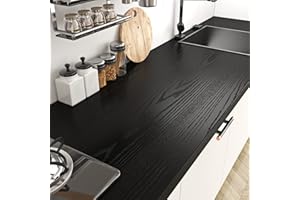 Livelynine 40CMx10M Peel and Stick Black Countertop Waterproof Wood Grain Contact Paper Peel and Stick for Cabinets Classroom