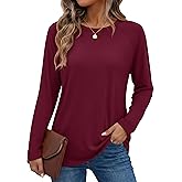 YUCOLEN Women’s Long Sleeve T Shirts Casual Loose Fit Layering Tops 2026 Trendy Raglan Sleeve Crew Neck Tees Basic Clothes