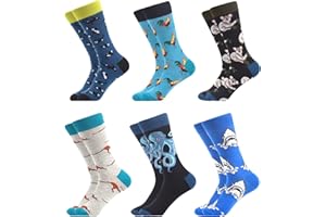 WeciBor Men's Funny Novelty Crazy Pattern Dress Crew Cotton Socks, Fun Gifts for Dad Grandpa
