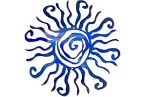 Riverside Designs Wacky Sun Metal Wall Art Indoor/Outdoor Decor - 18" Blue Rust Proof Wall Sculpture - Made in USA - Ideal for Bedroom, Garden, Home, Patio and Farmhouse