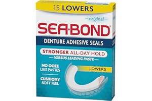 Sea Bond Secure Denture Adhesive Seals, Original Lowers, Zinc-Free, All-Day Hold, Mess-Free, 15 Count