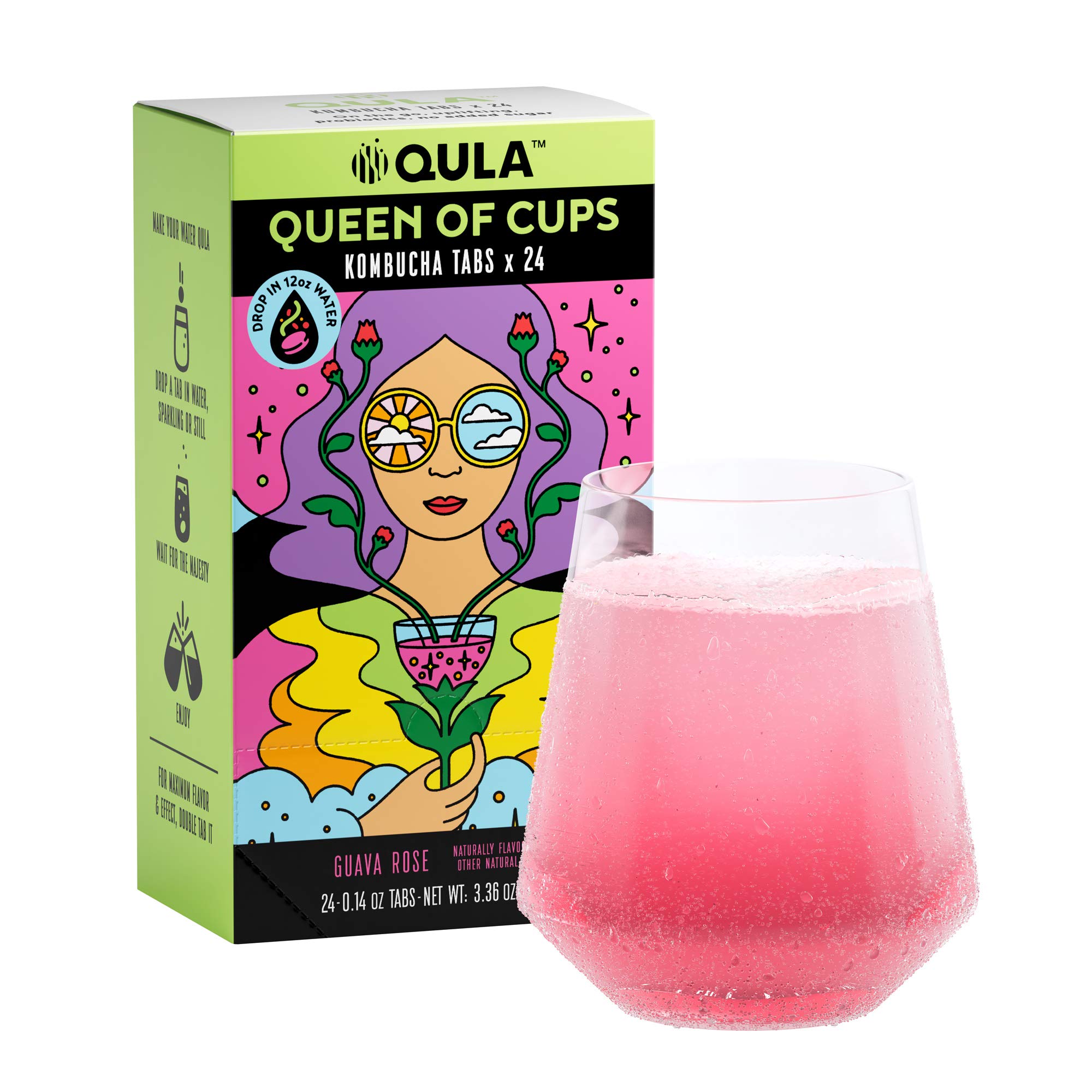 Buy QULA Kombucha Drink Tabs (Queen of Cups GUAVA ROSE flavor