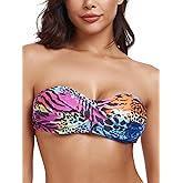 Ocean Blues Women's Strapless Swimsuits for Women Bandeau Bikini Top Tie Back Halter Bathing Suit Top