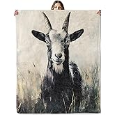SIUKUS Rustic Goat Flannel Throw Blanket for Farmhouse Bedroom,Vintage Country Farm Animal Portrait Art Decorative Blankets,Soft Lightweight Throws,Thoughtful Gifts for Kids Adults,50x60 Inch